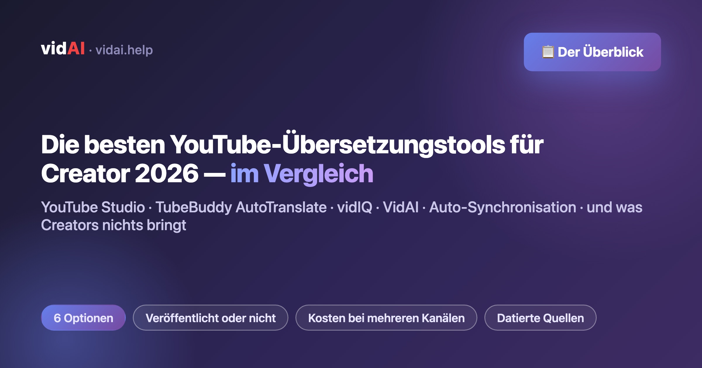 Die besten YouTube-Übersetzungstools 2026: 6 Optionen mit Preisen und Grenzen im Vergleich