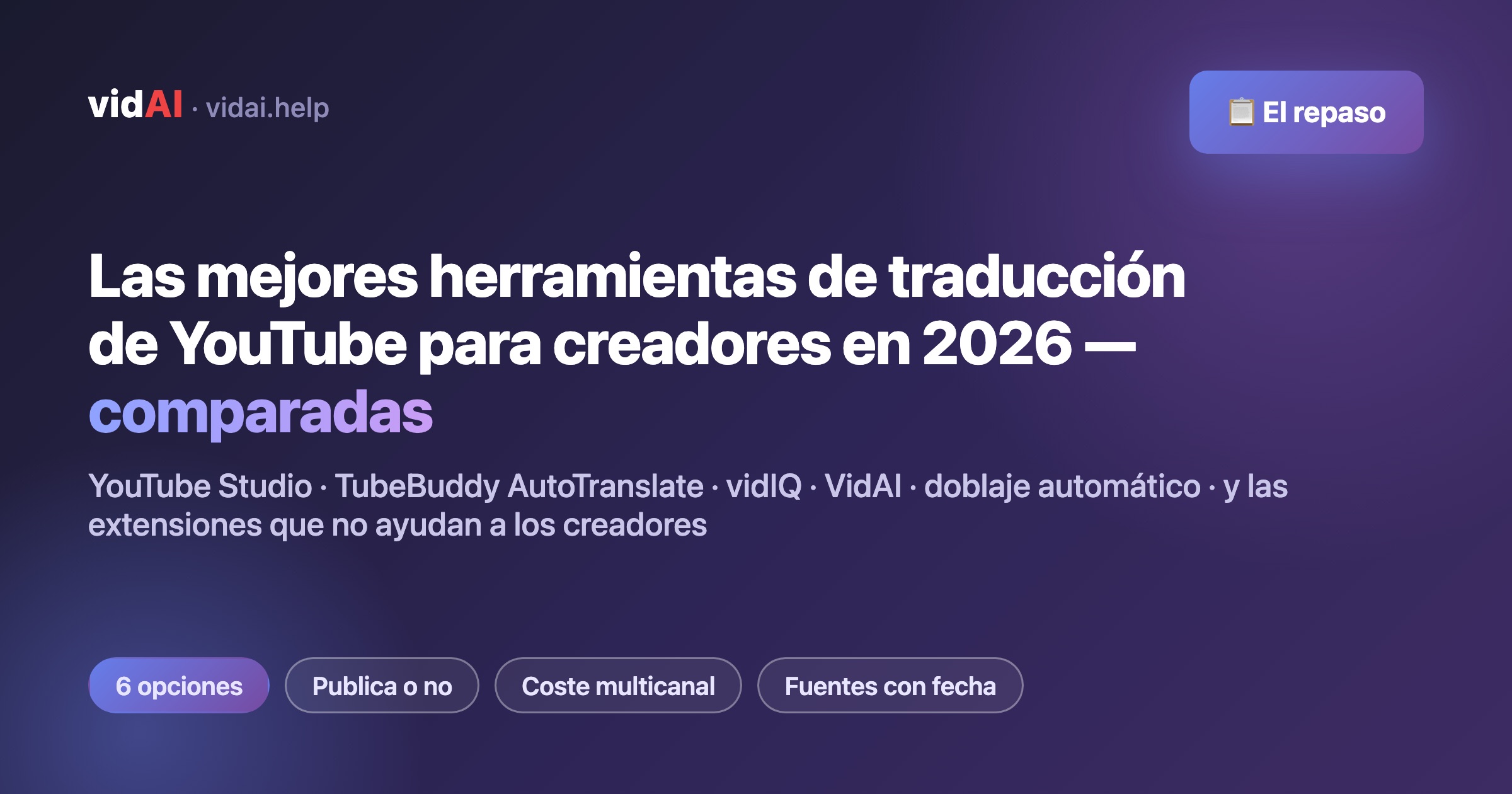 Las mejores herramientas de traducción de YouTube en 2026: 6 opciones comparadas con precios y límites