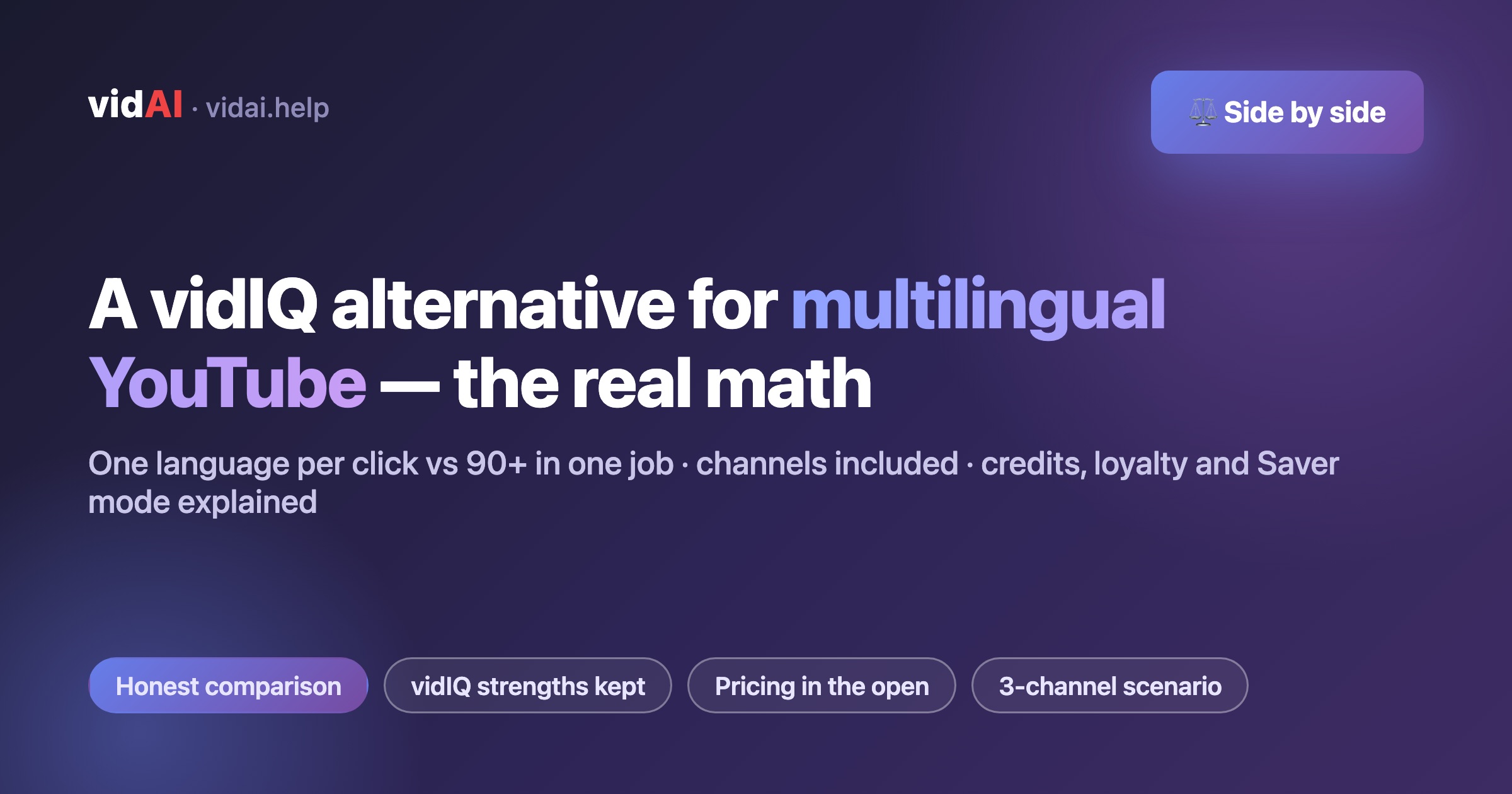 vidIQ Alternative for Multilingual YouTube: vidIQ vs VidAI for Translating Titles, Descriptions & Subtitles (2026)
