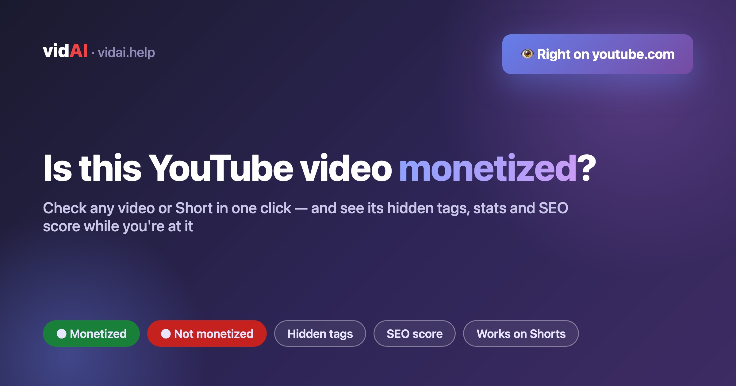 Is This YouTube Video Monetized? Check Any Video or Short in One Click (and See Its Hidden Tags)