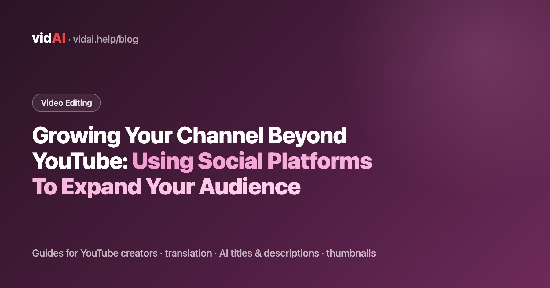 Growing Your Channel Beyond YouTube: Using Social Platforms To Expand Your Audience
