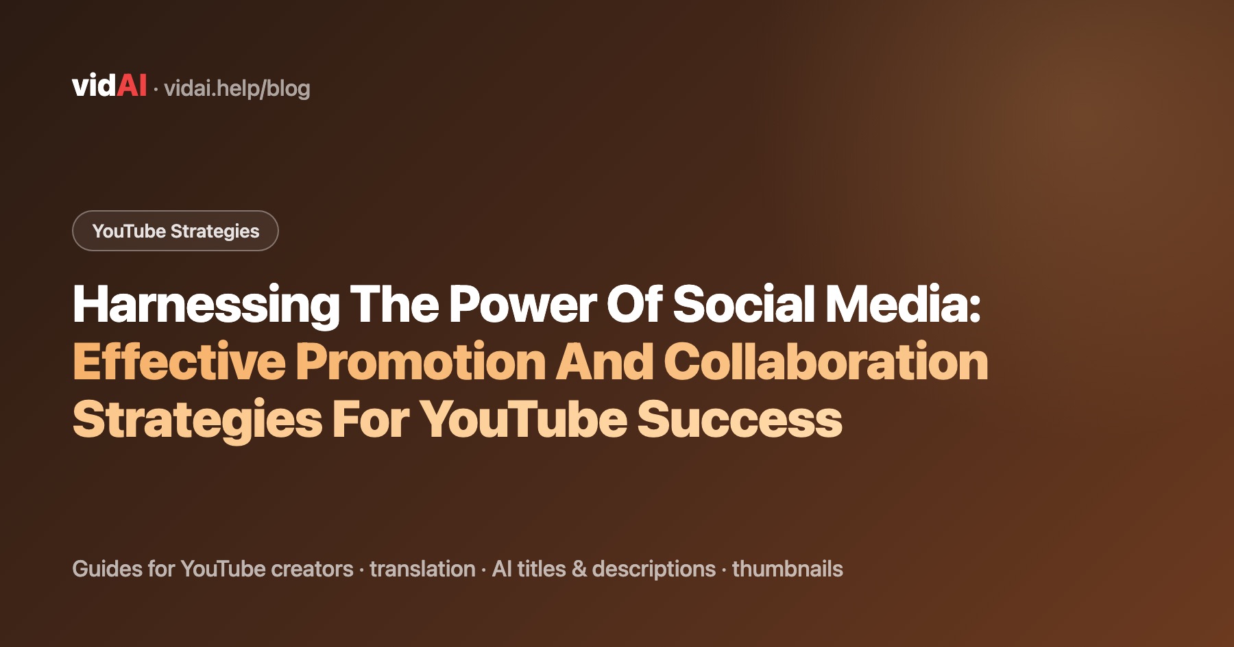 Harnessing Social Media: Promotion and Collaboration Strategies for YouTube