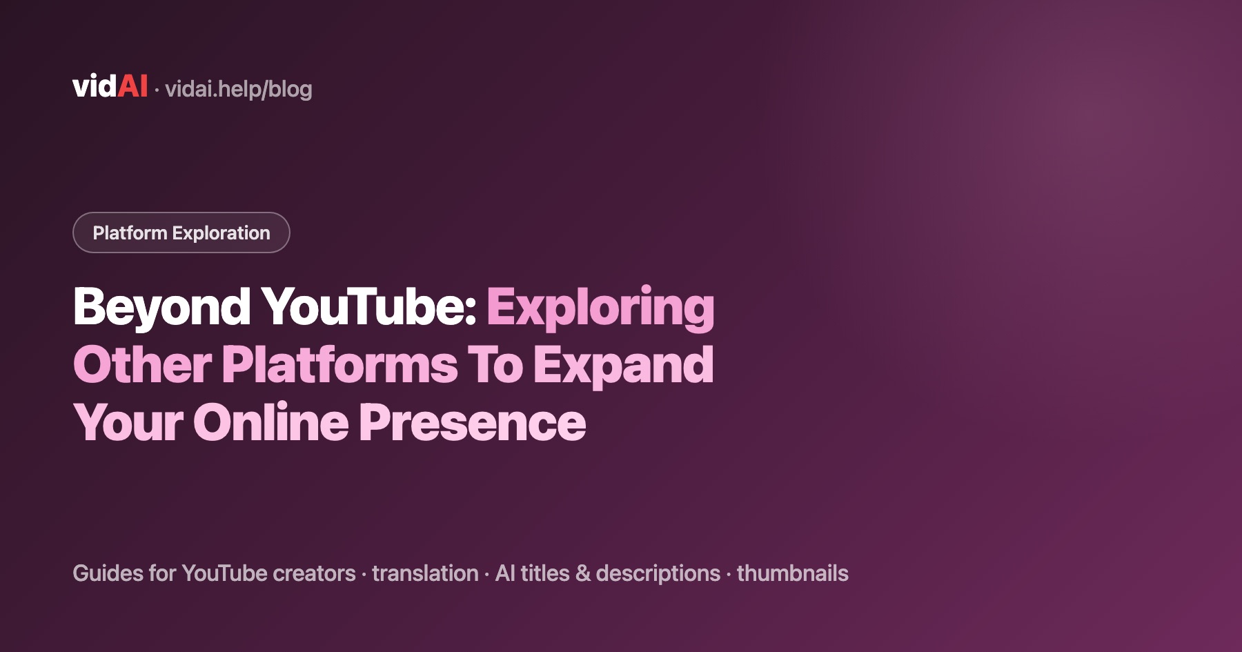 Beyond YouTube: Exploring Other Platforms To Expand Your Online Presence