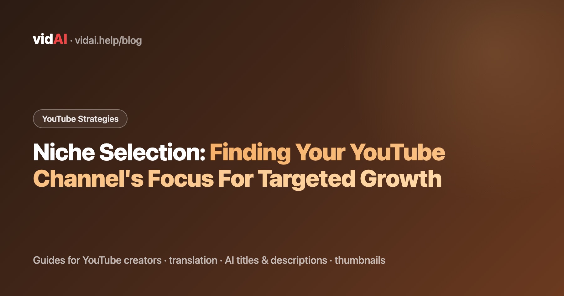 Niche Selection: Finding Your YouTube Channel's Focus For Targeted Growth