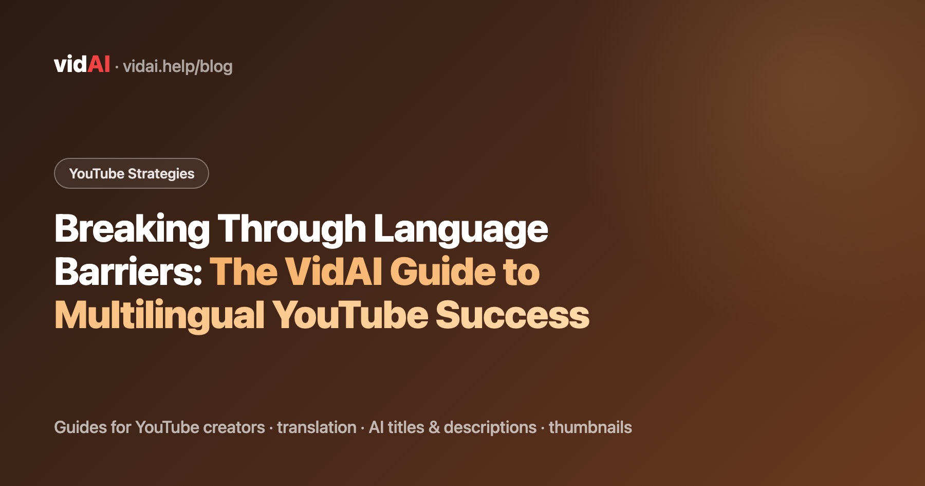 Breaking Through Language Barriers: The VidAI Guide to Multilingual YouTube Success