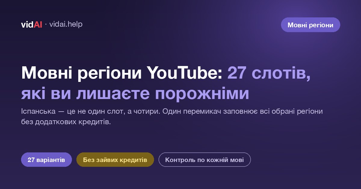 Мовні регіони YouTube: 27 слотів, які ви лишаєте порожніми